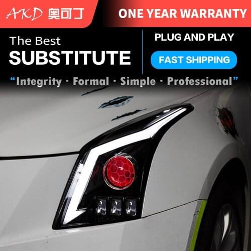 AKD tuning cars Headlight For Cadillac ATS-L ATS L Headlights LED DRL Running lights Bi-Xenon Beam Fog lights angel eyes Auto