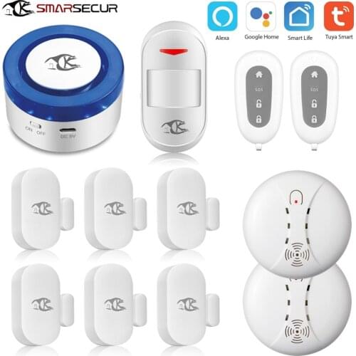 Wireless smart WIFI alarm siren kits Home security system with Smart life app control