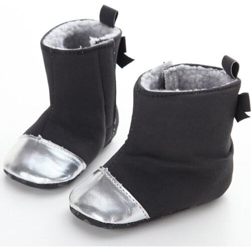 0-1 years old winter female baby snow boots warm soft bottom high to help plus velvet baby toddler shoes