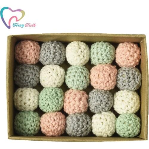 10PCS Mixed 4 Colors Mint Peach 16-20 MM Baby Jewelry Accessories Crochet Wood Beads Can Chew DIY Nursing Pendants Crochet Beads