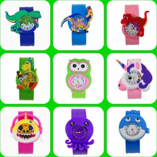 9 Kinds of 3D Cartoons Baby Toys Dinosaur Bee Pony Watch Kids Children Wristwatch Clock Quartz Watch for Girls Boys Gifts