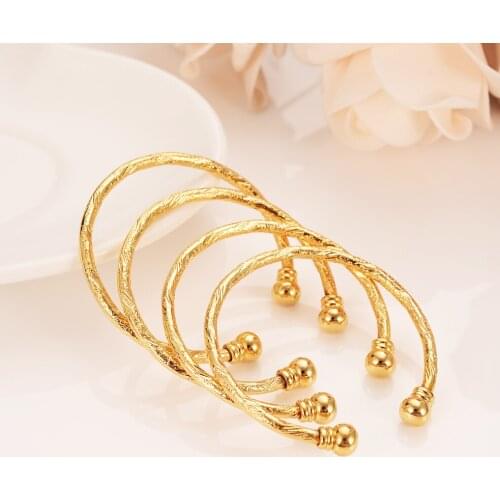 Dubai Gold Stamp baby SMALL Bangle Child Bracelet for Kids african Children Bairn Jewelry Baby mideast Arab cute Gift