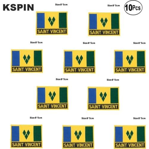 Saint Vincent Flag Embroidery Patches Iron on Saw on Transfer patches Sewing Applications for Clothes in Home&Garden