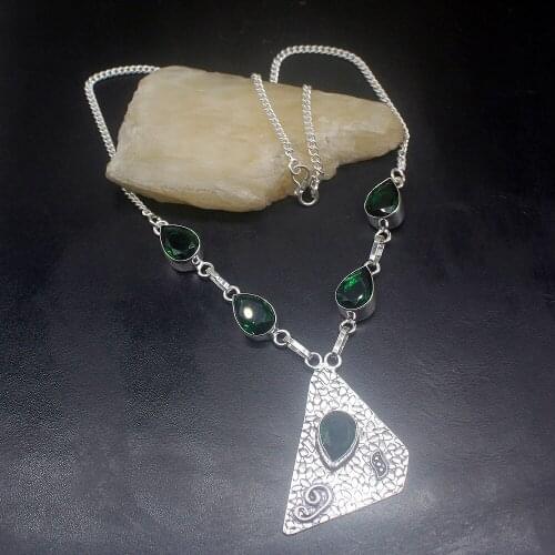 Gemstonefactory Jewelry Big Promotion Unique 925 Silver Amazing Trendy Green Topaz Women Chain Necklace 46cm 202101492