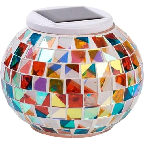 Festoon Solar Powered Mosaic Glass Ball Garden Lights Car LED Decorative Lamp Auto Atmosphere Light Car Styling