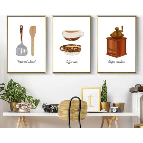 Kitchenware Coffee Cup Machine Wall Art Print Canvas Poster Wall Pictures Posters And Prints Kitchen Room Nordic Decoration Home