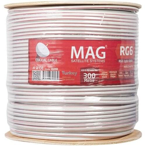MAG RG6/U4 0.80 MM 48*0.12 WIRE CCS BOARD PULLEY ANTENNA CABLE YERLİ PRODUCTION (300 METERS)