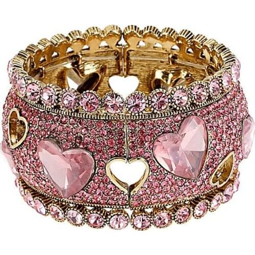 Fashion Luxury Pink Hollow Inlaid with Full Rhinestones Zircon Heart-shaped Ring For Women Girl Party Engagement Wedding Jewelry