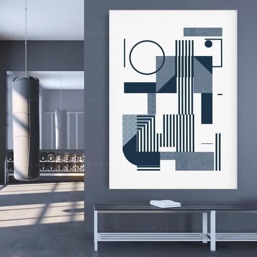 Monochrome Original Screenprint. Bauhaus Print - Mid Century Modern - Minimalist Wall Art - Inky blue print