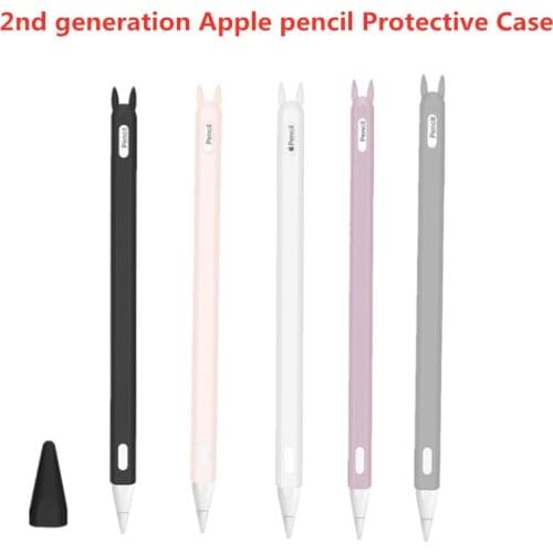 Anti-scroll Cute Rabbit Ear Soft Silicone Protective Sleeve Pouch Case Skin Nib Cover for Apple iPad Pro Pencil 2nd