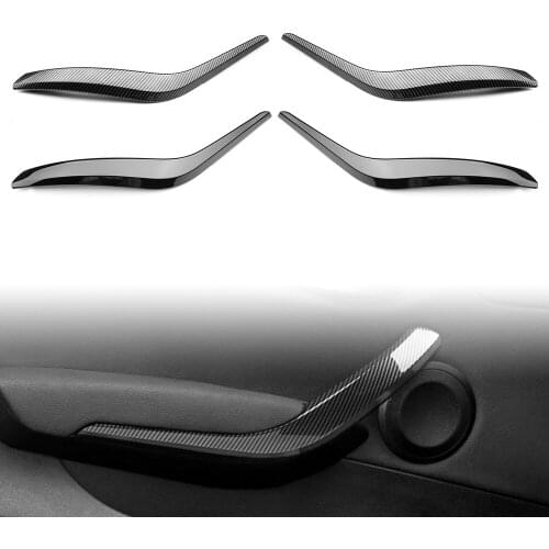 Car Inner Door Panel Handle Pull Trim Cover For BMW E84 X1 2010 2011 2012 2013 2014 2015 2016 ABS Plastic Carbon Fiber Pattern