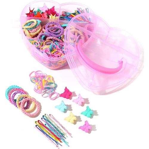 Girls Hair Accessories Set Mixed Butterfly Hair Clip Solid Color Rubber Band Mix Colors Hairpins Party Dress Up Hair Accessories