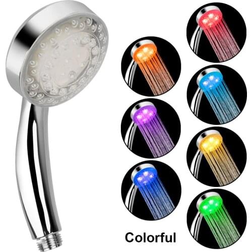 Square Fixed Showerhead Ultra-Quiet LED Shower Head 3 colors Temperature Sensor 7 Colors Gradual Changing Rainfall Top Spray