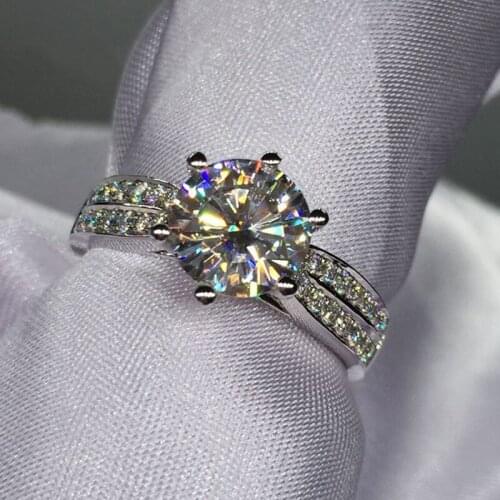 New Arrive Women Fashion Jewelry 3ct AAAAA zircon cz wedding band rings for women White gold color Female Ring