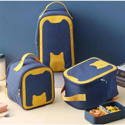 Office Worker Portable Lunch Bags Aluminum Foil Lining Food Thermal Handbags Children School Bring Meal Thermo Pack Accessories