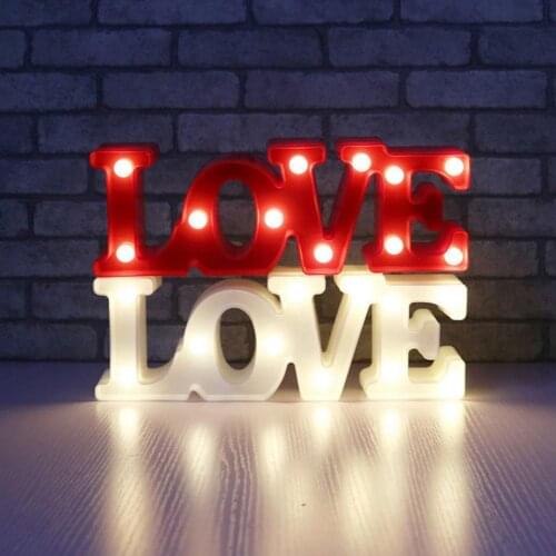 Romantic LED Night Light Desktop LOVE Ornaments Lamps Home Festival Wedding Decoration Home Kid Bedroom Table Ornament