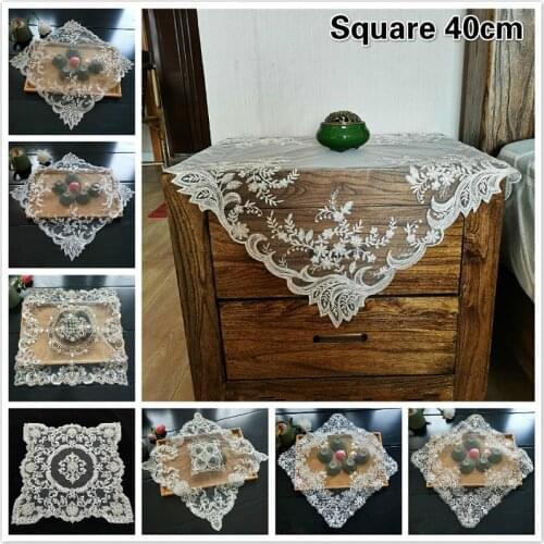 European Style Lace Embroidery Luxury Square Table Mat Placemat Coaster Fruit Cup Food Snack Wine Mug Banquet Party Cover Cloth