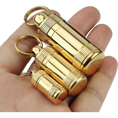 S/M/L Camping Outdoor Tool Waterproof Canister Sealed Bottle Seal Brass Medicine Bottle