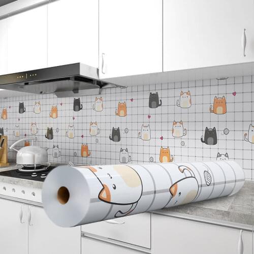 DIY Kitchen Wallpaper High Temperature Paste Self-adhesive wall paper Foil Waterproof Bathroom PVC Wall Sticker Home Decor