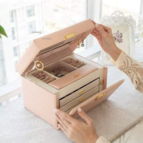 European Style Earrings Rings Jewelry Organizer Necklaces Watches Storage Boxes Multi-layer Dressing Table Cosmetic Mask Holders