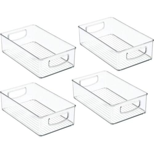 Stackable Refrigerator Storage Bins Fridge Organizer Clear Pantry Food Organization Handle For Kitchen Freezer Rack Cabinet Tool