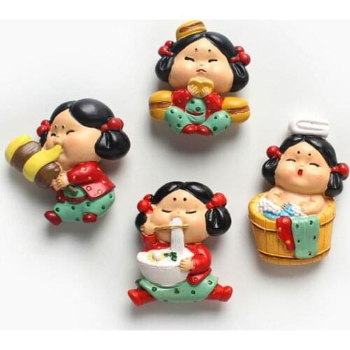 Xi'an Little Cute Fat Girl 3D Creative Fridge Magnet Xi'an Tourist Souvenir Fridge Decoration Stickers