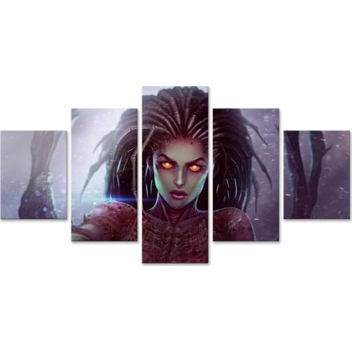 StarCrafts Queen of Blades Character Girl Sarah Canvas Painting Home Decoration 5 Pieces Wall Art Pictures Living Room Poster