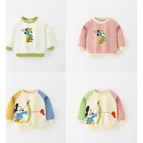 Disney Brand Baby Girls Sweatshirts Autumn Spring Childrens Hoodies Cotton Toddler Boy Long Sleeve Sweater Kids T-shirt Clothes
