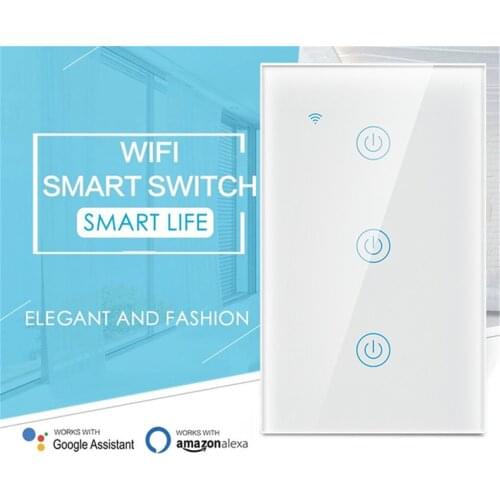 1 Gang/2 Gang/3 Gang Touch Control Wifi Smart Light Switch Wall Mounted Voice Control Wireless Lamp Switch Timer US