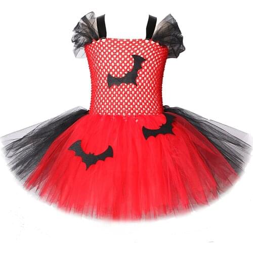 Vampiry Bat Dress Up Costumes for Girls Princess Christmas Tutu Dresses for Kids Halloween Cosplay Costume for Carnival Party