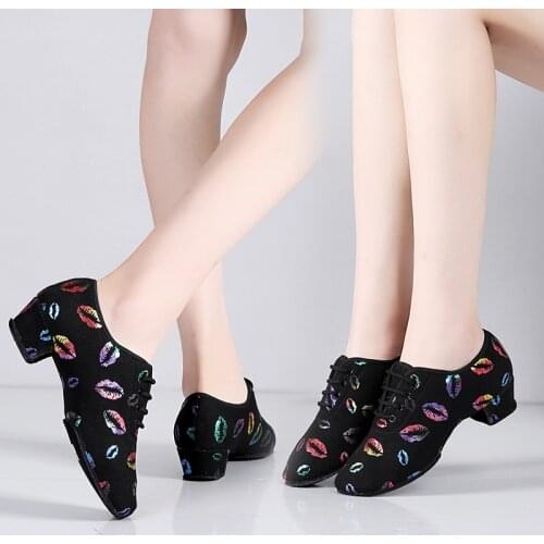 USHINE BD-47 colorful lips sneakers teacher training fittness shoes ballroom Latin ballet dance shoes woman