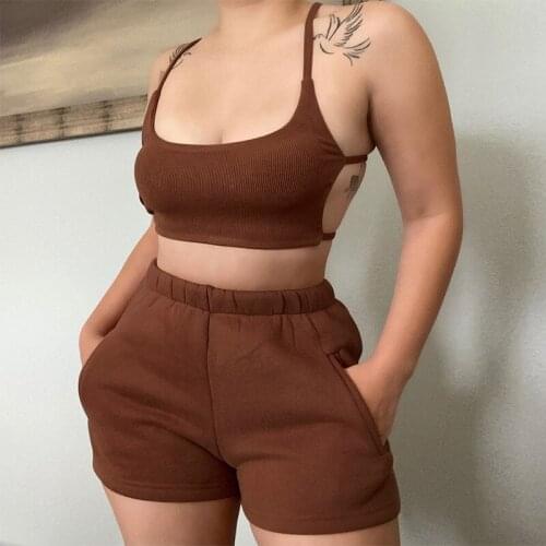 Shorts Sets Summer Women Tracksuit home Clothing Shorts Backless Vest Casual 2 Piece Suits Female Clothes Outfits Matching Sets