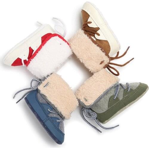 0-18M Newborn Infant Baby Girls Snow Boots Winter Warm Baby Shoes Solid Plush Ankle Boots
