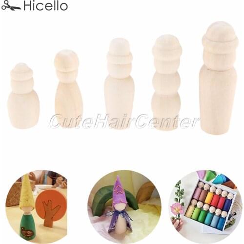 10pcs Peg Dolls Wooden People Unpainted Blank Wood Figurines Montessori Toys creative natural Wedding Home Decoration Hicello