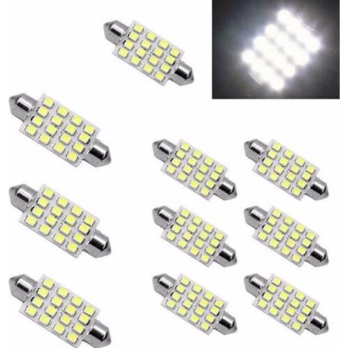 14Pcs White LED Lamp Interior Light Package Kit T10 36mm Car Auto Interior Map Dome License Plate Replacement White Lamp Set