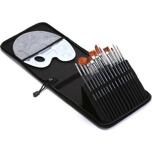 15pcs nylon wool multi shape oil painting pen black cloth bag water powder acrylic suit Art Painting