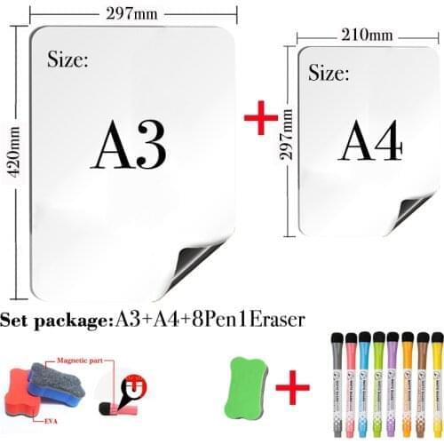 2PCS Magnetic Whiteboard Dry Erase White Board Bulletin Calendar Board School Blackboard Calander Fridge Stickers Message Board