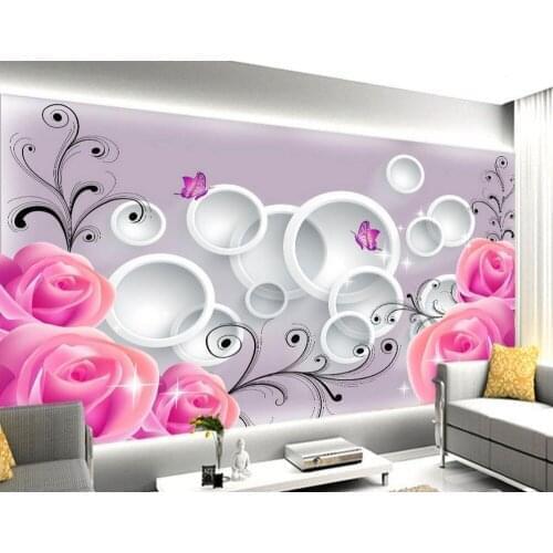 3d murals wallpaper for living room Pink roses romantic fashion 3D backdrop 3d wallpaper flower