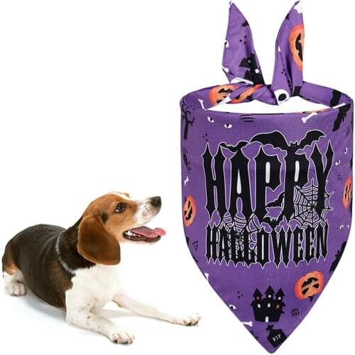 Legendog Halloween Dog Bandanas Pumpkin Cotton Adjustable Pet Dogs Scarf Bandanas Dog Accessories For Pet Dog Cat