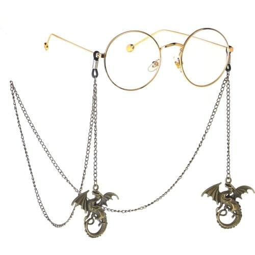 Punk bronze Feilong handmade glasses chain sun glasses accessories non-slip glasses rope