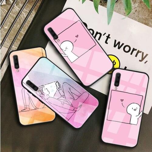Couple pictures Tempered Glass Case For Samsung Galaxy A10S A10E A20S A20E A30S A40 A50S A60 A70 A80 A90 A6 A7 A8 Shell