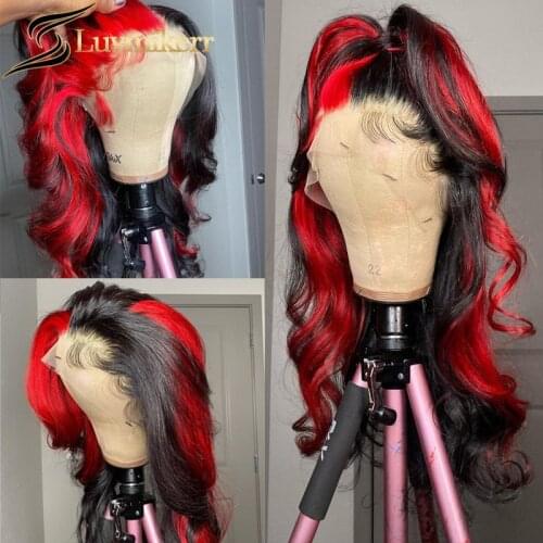 Ombre Black Highlight 99J Burgundy 13x4 Hd Lace Frontal Wig Pre Plucked Human Hair Full Transparent Lace Front Wigs For Women