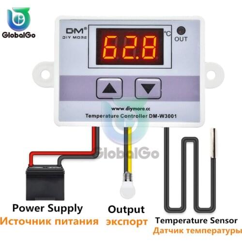 10A 12V 24V 220V AC Digital LED Temperature Controller XH-W3001 For Incubator Cooling Heating Switch Thermostat NTC Sensor