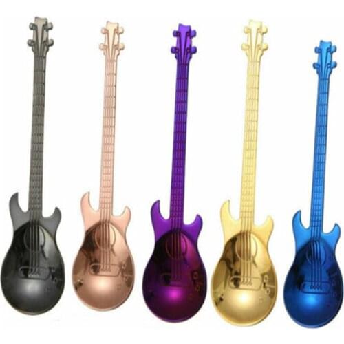 Guitar Coffee Spoon Set Stainless Steel Dessert Ice Cream Spoon Tea Spoon Coffee Accessories Flatware Drinking Tools