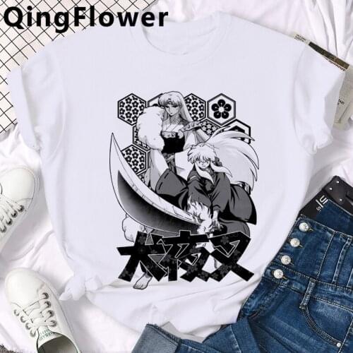 Feudal Demon Inuyasha Sesshoumaru Higurashi Kagome Anime men white t shirt ulzzang streetwear grunge t-shirt vintage kawaii