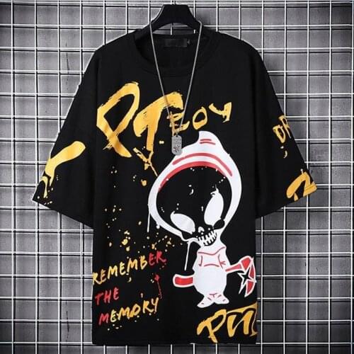 Korean Hip Hop T Shirt Summer Male Tops Tees Casual Harajuku Japanese Tshirt Streetwear High Street Letter Print T Shirts Boys