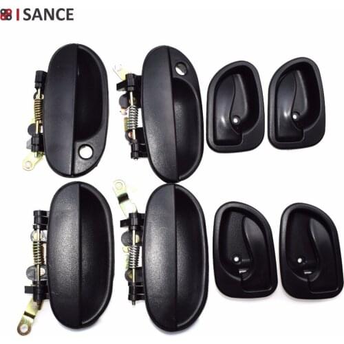ISANCE Black Outside Black Inside Door Handle Set of 8 For Hyundai Accent 1995 1996 1997 1998 1999