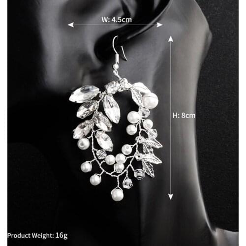 Europe and the United States Beam New Earring Faux Pearl Earring Exaggerated Faux Rhinestone Bride Wedding Earring BH
