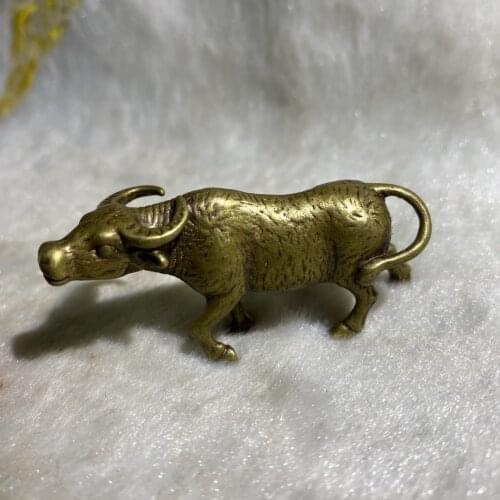 CHINA antique Pure copper fengshui lovely 12 zodiac, cattle small Statue Metal crafts family decorations pendant