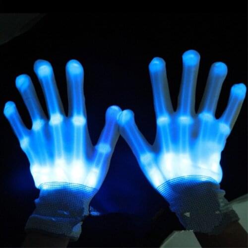 Hot selling 10pcs/lot Colorful Led Gloves Rave Light Finger Lighting Flashing Skeleton Holloween Christmas Gift Party Supplies